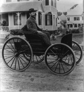 Charles E. Duryea in his 3rd Automobile, 1893 or 1894
