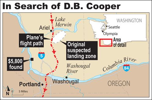 D.B. Cooper Search Map