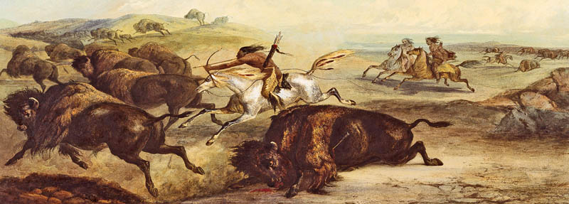 Indians hunting the bison by Karl Bodmer