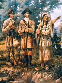 Lewis and Clark with Sacagawea, guiding them.