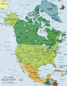 North America Map courtesy World Atlas