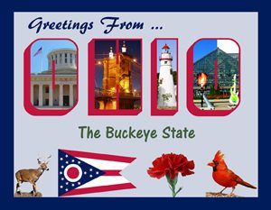 Greeting from Ohio Postcard, available at Legends' General Store.